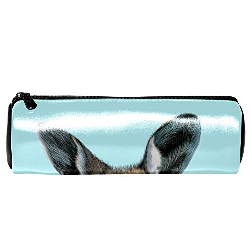 EZIOLY - Estuche para lápices de piel canguro, diseño de retrato ilustrado de canguro, bolsa de maquillaje para estudiantes de papelería, escuela, trabajo, oficina, almacenamiento