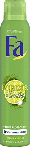 Fa - Desodorante Spray Limones del Caribe - 48h de protección - 200ml - Anti Manchas Blancas