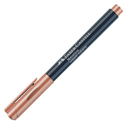 Faber-Castell 160752 - Rotulador (punta de fibra, resistente al agua, grosor de trazo de 1,5 mm, apto para muchas superficies, efecto metalizado), color bronce