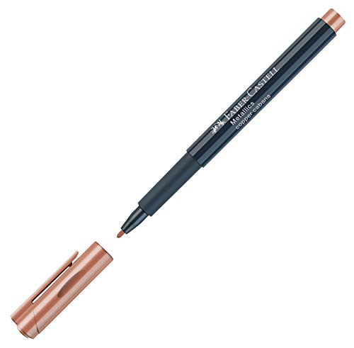 Faber-Castell 160752 - Rotulador (punta de fibra, resistente al agua, grosor de trazo de 1,5 mm, apto para muchas superficies, efecto metalizado), color bronce