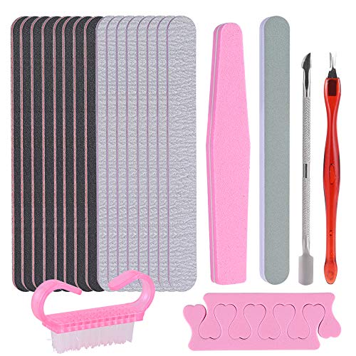 Faburo 23pz Limas de Uñas Profesionales para Limpiar Uñas, Manicura Kit de Manicura Para Salón y Uso Doméstico Para Uñas Naturales Uñas de Gel, Manicura Personal de Bricolaje