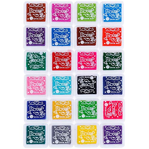 Faburo 24 Colores Almohadilla de Tinta de Dedo para Manualidades, no tóxica, para Goma, Manualidades, Sellos, Tarjetas, Niños DIY Scrapbooking,arcoíris y decoración de Bodas