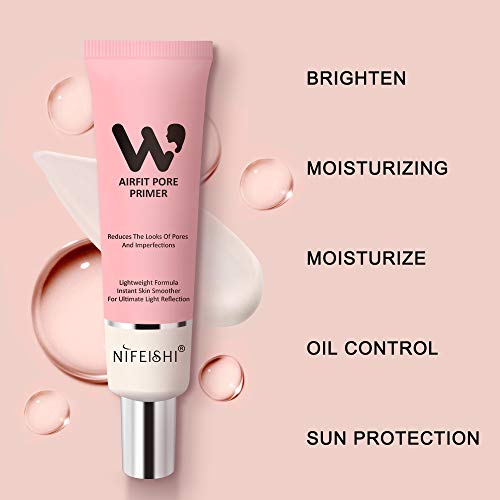 Face Makeup Primer, Pore Primer Face Makeup Base Cover Pores, Oil Control Moisturizing Essence Concealer Foundation - Pink