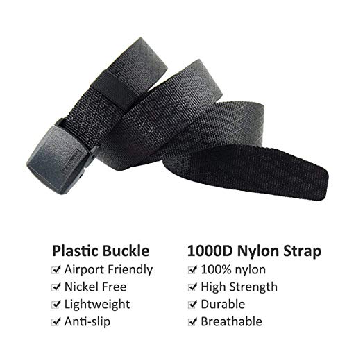 Fairwin Cinturón táctico de nailon para hombre con hebilla cincha estilo militar (negro)