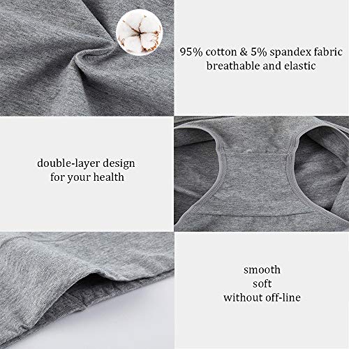 FALARY Bragas Mujer Cintura Alta Algodón 5 Piezas Gris 3XL