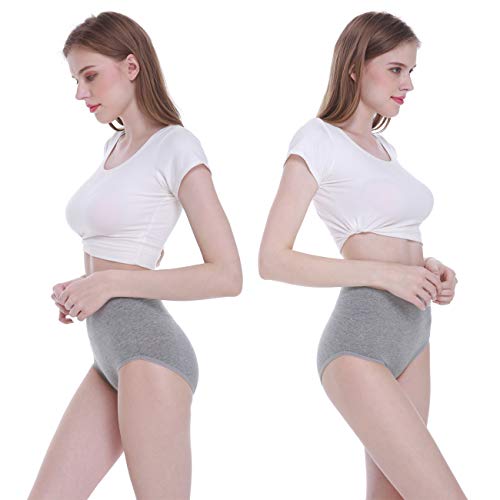 FALARY Bragas Mujer Cintura Alta Algodón 5 Piezas Gris 3XL