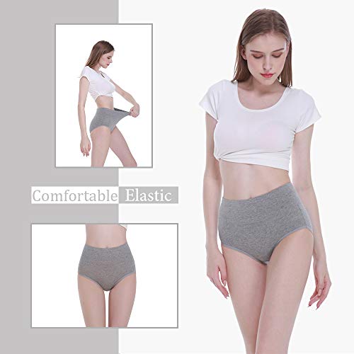 FALARY Bragas Mujer Cintura Alta Algodón 5 Piezas Gris 3XL