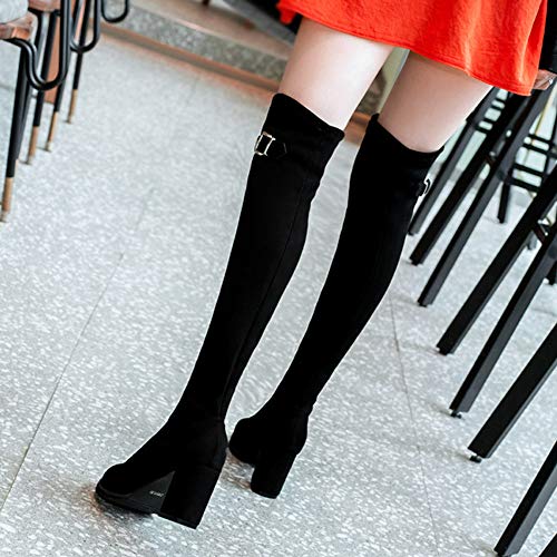 FAMILIZO Botas Mujer Otoño Botas Mujer Invierno Botas Altas De Gamuza De Las Mujeres Botas De Tacón Alto sobre La Rodilla Bota Hebilla Zapatos De Tacones Altos Mujer Botas Altas