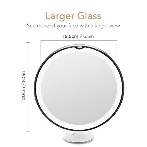 Fancii Espejo de Maquillaje con Luz LED Naturales y Aumento de 7X, Espejo Ventosa con 360 Rotación, 20 cm de Ancho, Portátil y Compacto