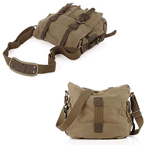 FANDARE Nuevo Bolsa Mensajero Messenger Bag Crossbody Bolso Bandolera Shoulder Bag 14 Pulgadas Portátil Estudiante Viaje Trabajo Escuela Las Mujeres Hombre Bolso Lona Light Marrón