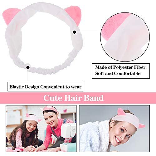 fanshiontide Cepillo de La Máscara Cara Y Diadema Orejas de Gato, Cepillo Mascarilla Facial para La Cara, Cosmética, Máscara De Ojos y Geles DIY