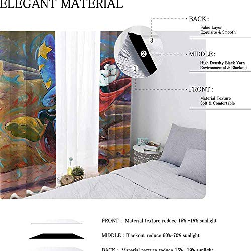 Fantasia Mickey Mouse Art Cortinas opacas para dormitorio/sala de estar cortinas térmicas aislantes para dormitorio de niños, poliéster, multicolor, 2 panel(27"W x 84"L W69cmxL214cm)