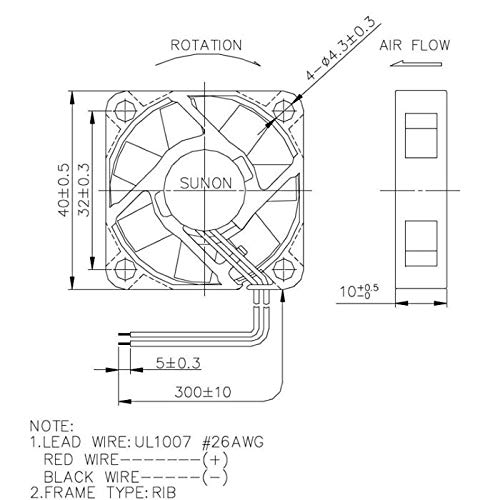Fan/Ventilador 24V 1,11W 40x40x10mm 11,3m³/h 28,3dBA ; Sunon MF40102V2-A99