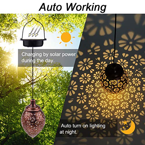 Farolillos Solares Exterior Jardin, Linterna Solar Luces Blancas, Lampara Solar Exterior Led Impermeable, Luces Solares Decoración para  Patio Jardín Césped