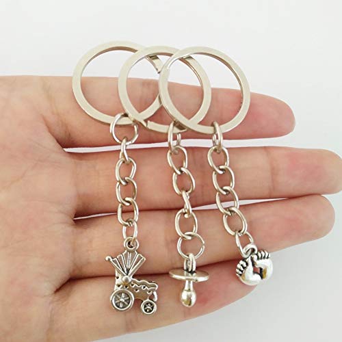 Fashion SHOP Llaveros De Manera Encantador del Carro de bebé de la Huella del Llavero del bebé chupetes Botella de alimentación del cumpleaños Llavero Lindo Chrild Clave Regalo Cadenas Decoraciones