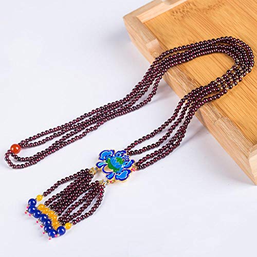 FASHLOVE Cadena de suéter de Granada, Elegante Accesorio Azul horneado, Cadena de Kebab.