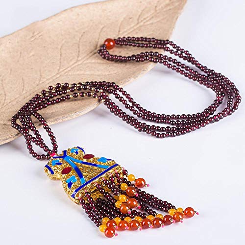 FASHLOVE Cadena de suéter de Granada, Elegante Accesorio Azul horneado, Cadena de Kebab.