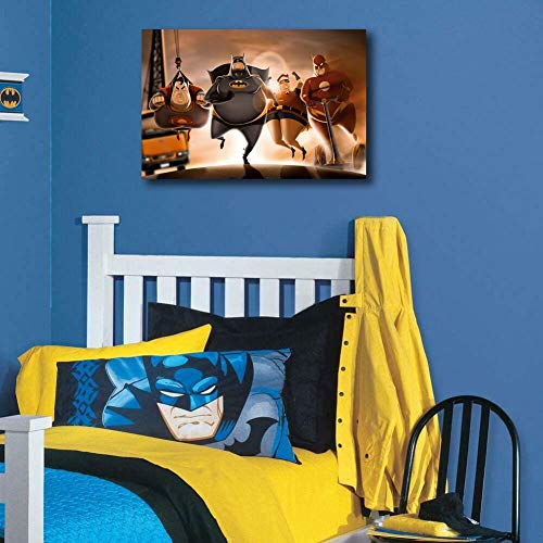 Fat Superheroes Modern Canvas Print Artwork Printed on Canvas Wall Art for Home Office Decorations 24"x18", Stretched and Ready to Hang