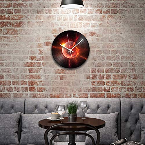 FDGFDG Planet Reloj de Pared Vintage Reloj de Vinilo de diseño Moderno Mecanismo de Silencio Decoración del hogar Relojes de Pared Retro para niños