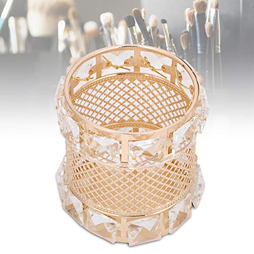 Fditt Maquillaje Dorado Pinceles Titular Copa Bling Cristal Cosmético Cepillo Pluma Lápiz Peine Organizador de Escritorio para baño Dormitorio Encimera Decoración Almacenamiento