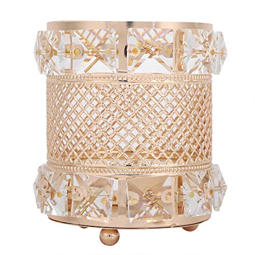 Fditt Maquillaje Dorado Pinceles Titular Copa Bling Cristal Cosmético Cepillo Pluma Lápiz Peine Organizador de Escritorio para baño Dormitorio Encimera Decoración Almacenamiento
