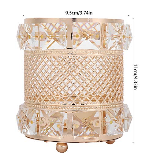 Fditt Maquillaje Dorado Pinceles Titular Copa Bling Cristal Cosmético Cepillo Pluma Lápiz Peine Organizador de Escritorio para baño Dormitorio Encimera Decoración Almacenamiento