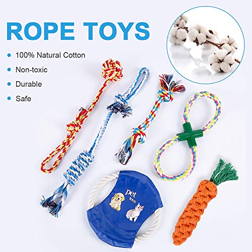 feihao Juguetes para Perros, Juguetes de Cuerda para Perro - Juego de Juguetes para Perros,Dog Chew Toys y Juguete de Chirriador Peluche para Perros(11 Piezas)