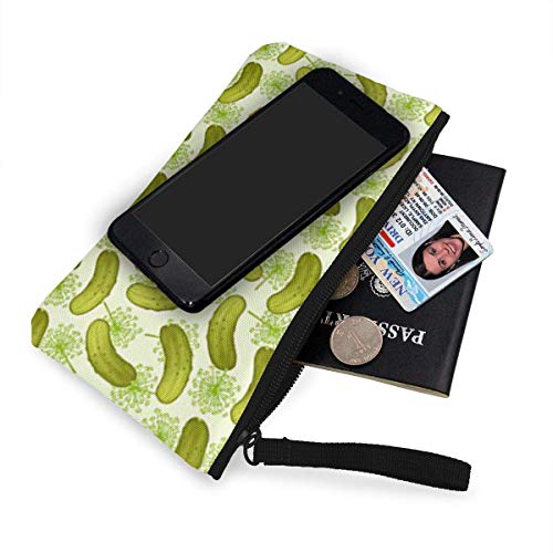 Fenmeegy Pepinillo Pepino Lindo Lona Cambio Monedero Efectivo, Bolsa de Maquillaje, Bolsa de Teléfono Móvil con Asa Monedero Bolsa Bolsa de Cambio