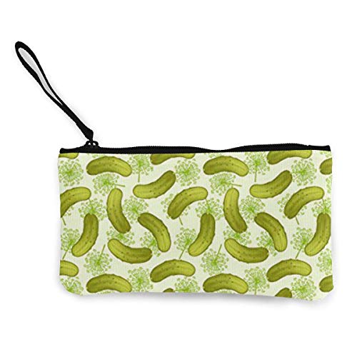 Fenmeegy Pepinillo Pepino Lindo Lona Cambio Monedero Efectivo, Bolsa de Maquillaje, Bolsa de Teléfono Móvil con Asa Monedero Bolsa Bolsa de Cambio
