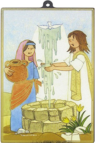 Ferrari & Arrighetti Cuadro Samaritana en el Pozo Estampa sobre Madera - 10 x 15 cm (Paquete de 20 Piezas)