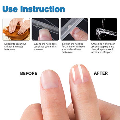 FERYES Limas De Vidrio Para Uñas (Juego De 2), Tampón De Uñas De Cristal Con Tecnología De Nanopartículas, Herramientas Profesionales De Manicura Y Pedicura, Con Ranura Para Organización De Cuero