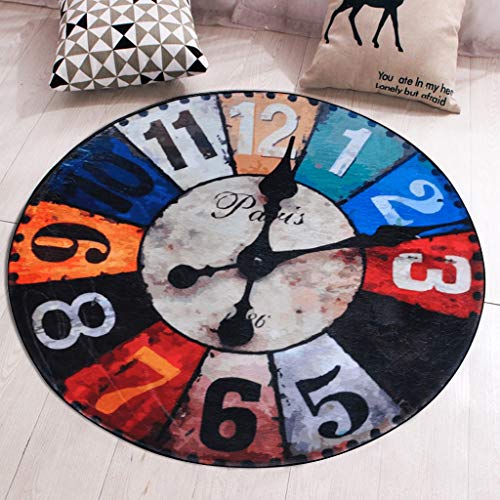 FFF8 - Alfombra redonda para sala de estar, mesita de noche, cojín para silla de ordenador, mesa de café, alfombra para niños, antideslizante, diseño vintage (color: marrón, tamaño: 120 x 120 cm)