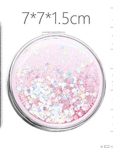 FGHOMEYWKDJ Mini Espejo de Maquillaje de Moda de 2 Caras Espejo Compacto de Maquillaje Creativo con Espejo de Bolsillo de Arena con Espuma Que Fluye-1_Oro