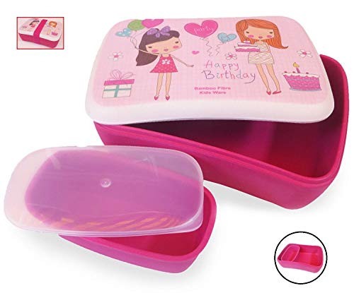 Fiambrera de Bambu Infantil - Pack Tuper y Sandwichera de Fibra de Bambú - Material Ecologico, Reciclable, Biodegradable y Ligero - Apto para Lavavajillas - Lonchera Eco, Bio, Sin BPA - Ideal niños
