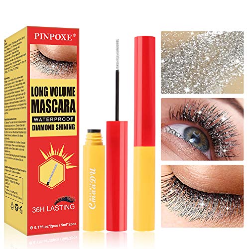 Fiber Eyelash Mascara, Rímel Impermeable, Rímel brillante como un diamante, Impermeable y duradero, Maquillaje de Ojos Largo y Encantador