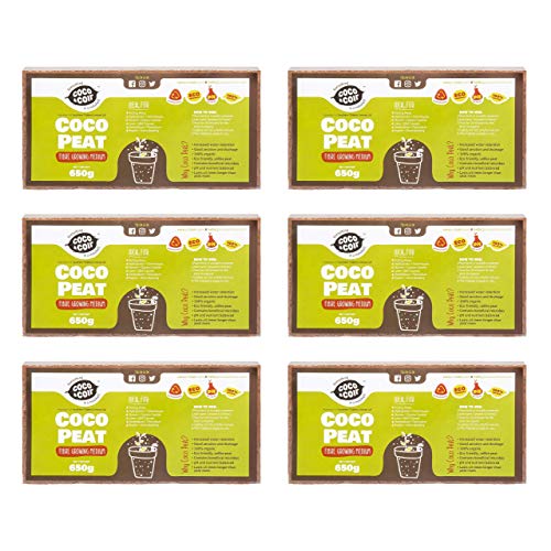 Fibra DE Coco 6 x 650g (9L) | ORGÁNICO | 100% Natural | NO DAÑINA para Reptiles | Medio DE Cultivo | Coco para PLANTACIONES | SUSTRATO DE Coco | BRIQUETAS COMPRIMIDAS DE Coco Ladrillos Coconut & Coir