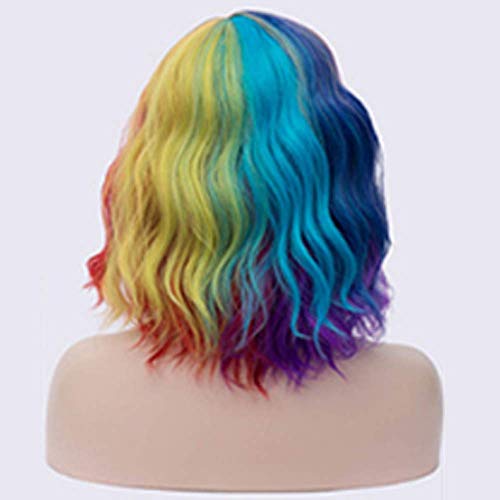 Fideos parciales instantáneos Color de Cabello Rizado Pelo Corto y Rizado Peluca Decorativa de Halloween Adecuado para Fiesta