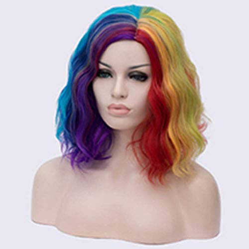 Fideos parciales instantáneos Color de Cabello Rizado Pelo Corto y Rizado Peluca Decorativa de Halloween Adecuado para Fiesta