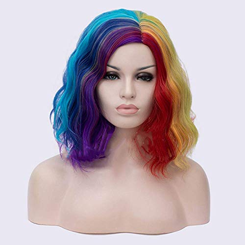 Fideos parciales instantáneos Color de Cabello Rizado Pelo Corto y Rizado Peluca Decorativa de Halloween Adecuado para Fiesta