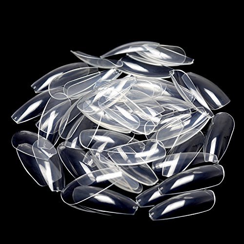 FIGHTART - Juego de 600 uñas transparentes artificiales en forma de ataúd, 10 tamaños