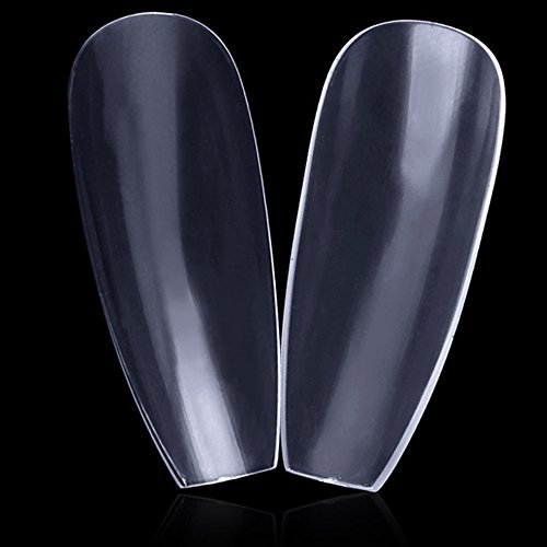 FIGHTART - Juego de 600 uñas transparentes artificiales en forma de ataúd, 10 tamaños