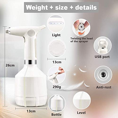 FiiMoo Aerosol eléctrico, Botella de Spray electrico para Plantas y Flores, Regadera eléctrica para Alcohol, Limpieza del hogar, 1000ML (Azul)