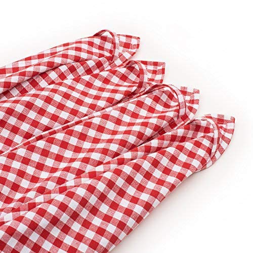 FILU Paños de cocina (4 unidades, rojo / blanco) 50 x 70 cm paño de cocina / paño para vajilla de algodón 100 %, de cuadros elegante y teñido de alta calidad, estilo escandinavo, estilo rústico, bávaro, estilo bávaro Oktoberfest