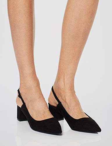 find. Point Block Heel Slingback Zapatos de Talón Abierto, Negro Black, 38 EU