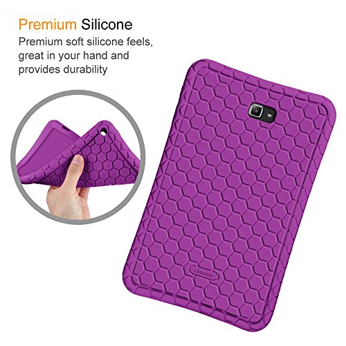 Fintie Funda de Silicona para Samsung Galaxy Tab A 10.1 2016 - [Honey Comb Series] Carcasa Ligera de Silicón Antideslizante para Niños a Prueba de Golpes para Modelo SM-T580N / T585N, Púrpura