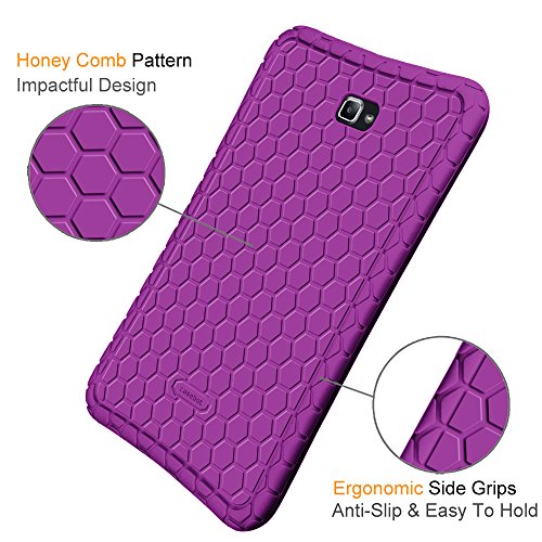 Fintie Funda de Silicona para Samsung Galaxy Tab A 10.1 2016 - [Honey Comb Series] Carcasa Ligera de Silicón Antideslizante para Niños a Prueba de Golpes para Modelo SM-T580N / T585N, Púrpura