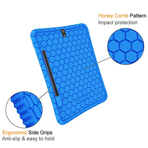 Fintie Funda de Silicona para Samsung Galaxy Tab S3 9.7 - [Honey Comb Series] Carcasa Ligera de Silicón Antideslizante para Niños a Prueba de Golpes para Modelo SM-T820/T825, Azul