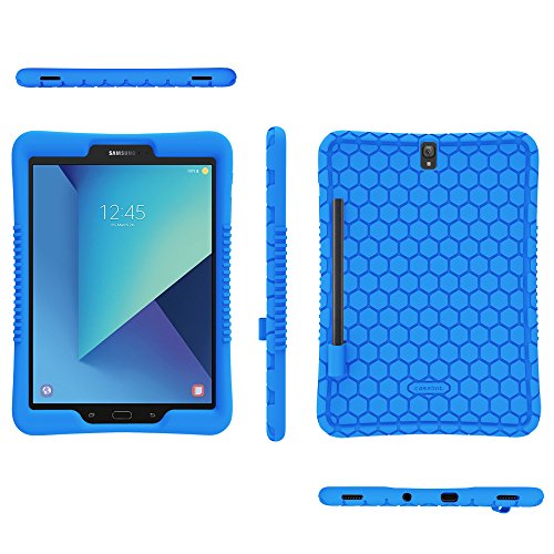 Fintie Funda de Silicona para Samsung Galaxy Tab S3 9.7 - [Honey Comb Series] Carcasa Ligera de Silicón Antideslizante para Niños a Prueba de Golpes para Modelo SM-T820/T825, Azul