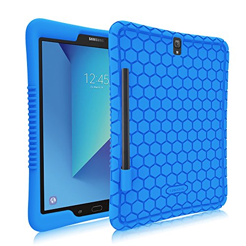 Fintie Funda de Silicona para Samsung Galaxy Tab S3 9.7 - [Honey Comb Series] Carcasa Ligera de Silicón Antideslizante para Niños a Prueba de Golpes para Modelo SM-T820/T825, Azul
