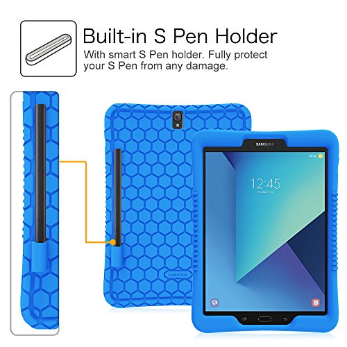 Fintie Funda de Silicona para Samsung Galaxy Tab S3 9.7 - [Honey Comb Series] Carcasa Ligera de Silicón Antideslizante para Niños a Prueba de Golpes para Modelo SM-T820/T825, Azul